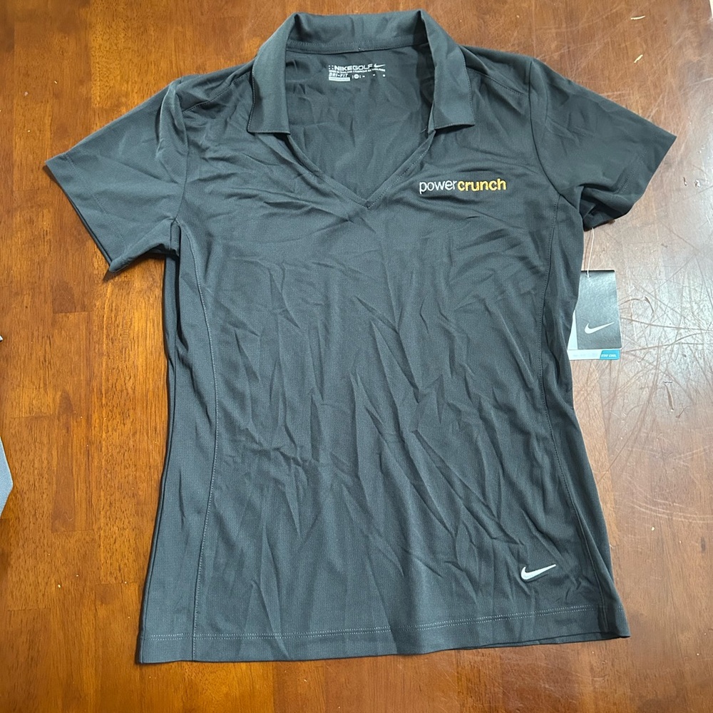 New Nike Women's grey Dri-FIT Short Sleeve Polo golf shirt medium power crunch